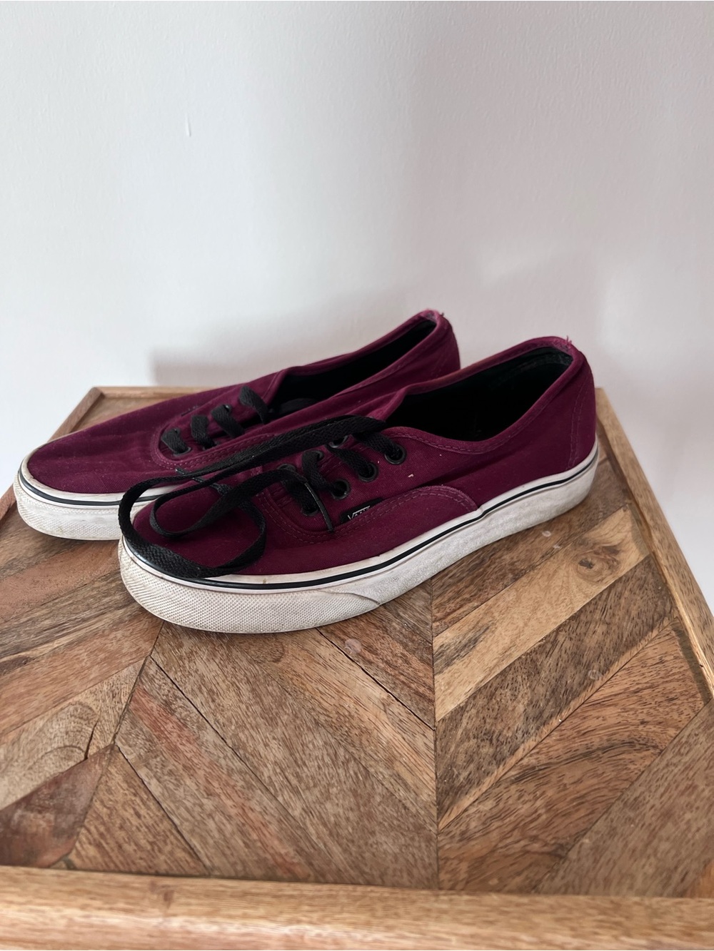 Vans Burgundy Canvas Low-Top Sneakers with Black Accents
